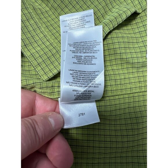 Columbia Mens Omni-Shade Green Plaid Button-Up Short Sleeve Shirt L - Picture 8 of 11